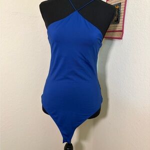 H&M Royal Blue Cross-Strap Bodysuit Top